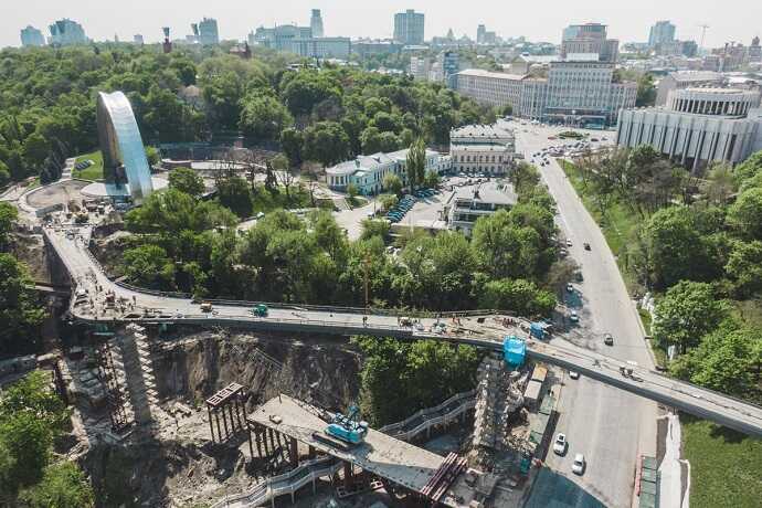 Поштова площа у Києві знаходиться під загрозою обвалу через будівництво підземного ТЦ і мосту Кличка