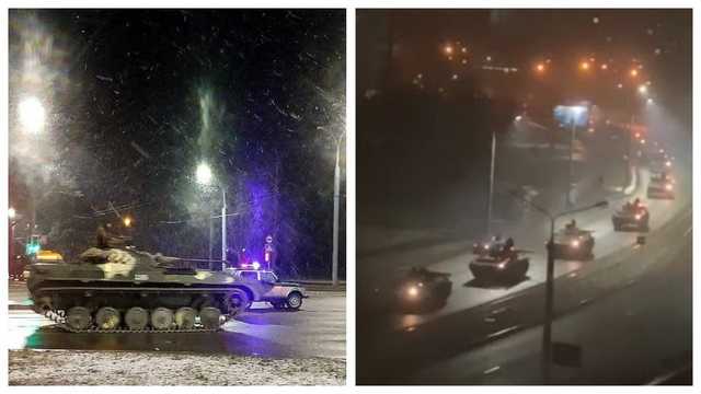 Огромную колонну танков и БМП заметили у границы Беларуси с Польшей