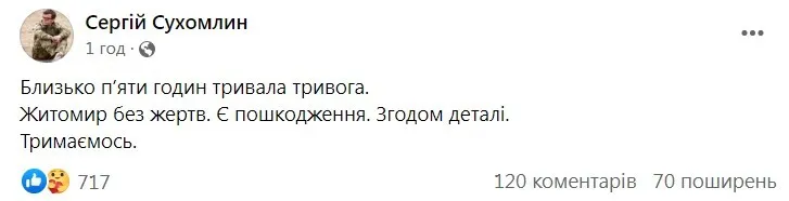 У Житомирі після нічної атаки російськими дронами є пошкодження, – мер xriqqziqkuidddzrz