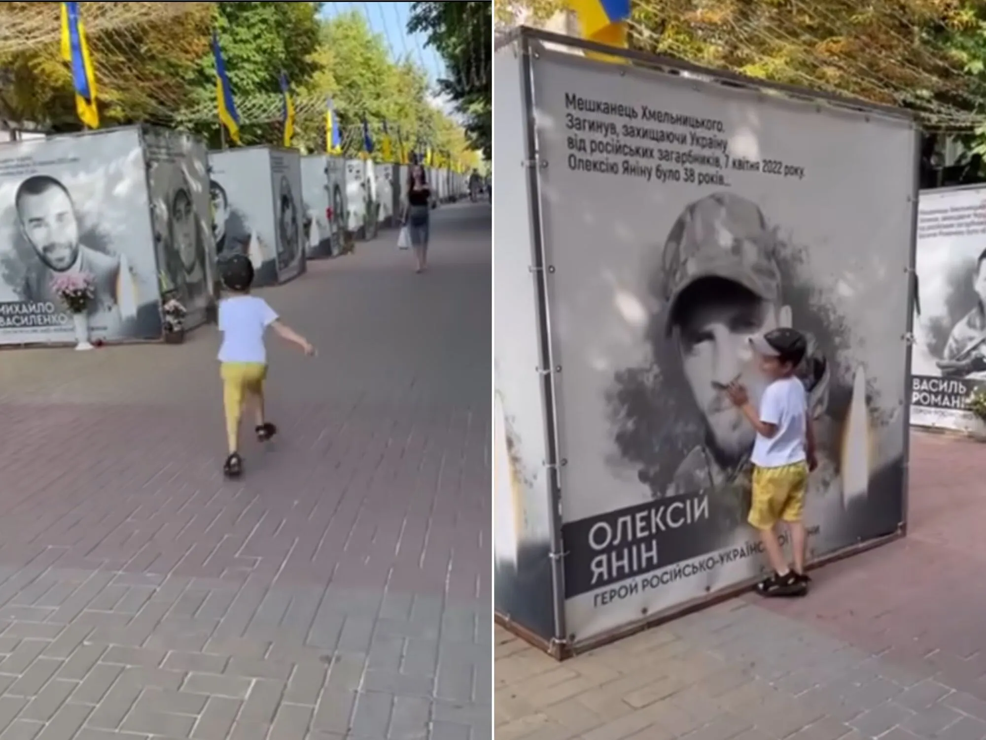 Відео, як чотирирічний хлопчик прийшов відвідати свого тата-героя до пам’ятної дошки полеглих, довело мережу до сліз qhtikziqxiqant
